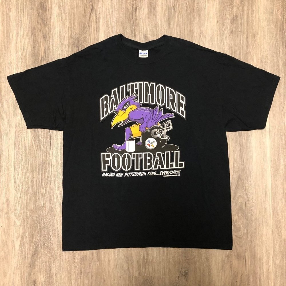 Baltimore Ravens Football Short Sleeve Black T Shirt Size XL NFL Y2K 2011 Funny